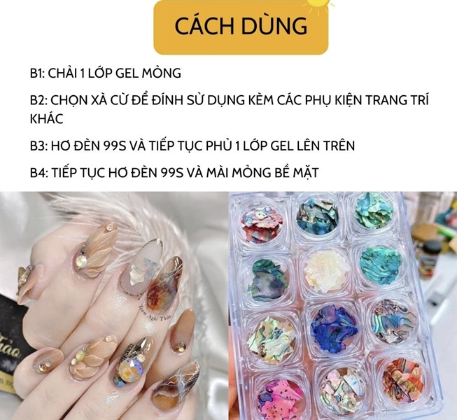 Set xà cừ vân đá 12 hủ 12 màu