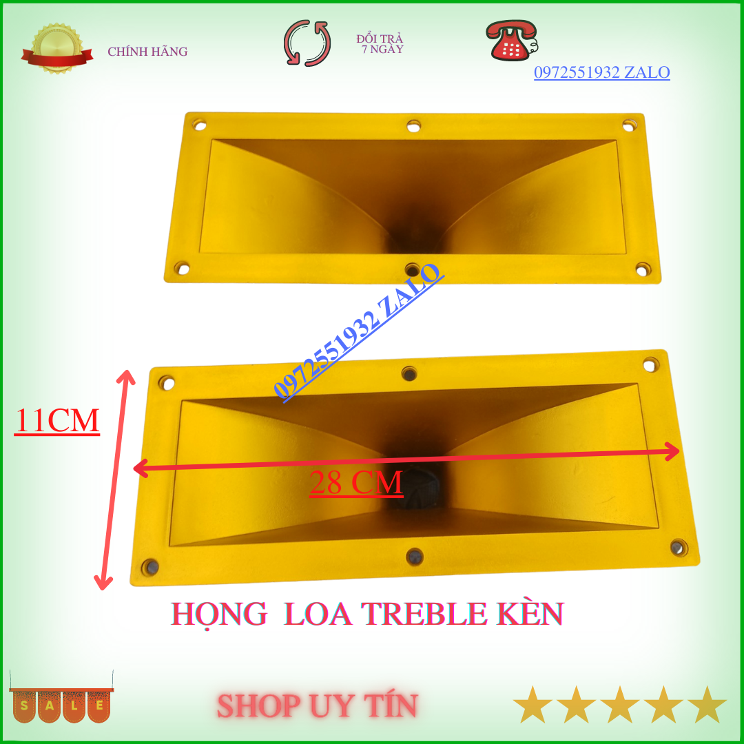 Họng loa tép kèn màu đồng kích thước 11X28 cm
