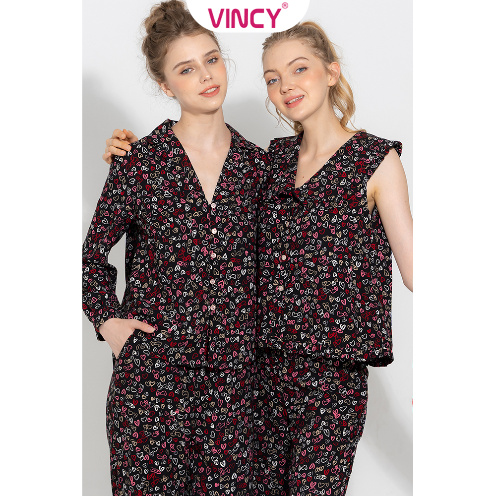 [Mua 3 giảm 20%, mua 2 giảm 15%] Bộ Đồ Satin Lửng Nữ Vincy Thoáng Mát BLS010W21
