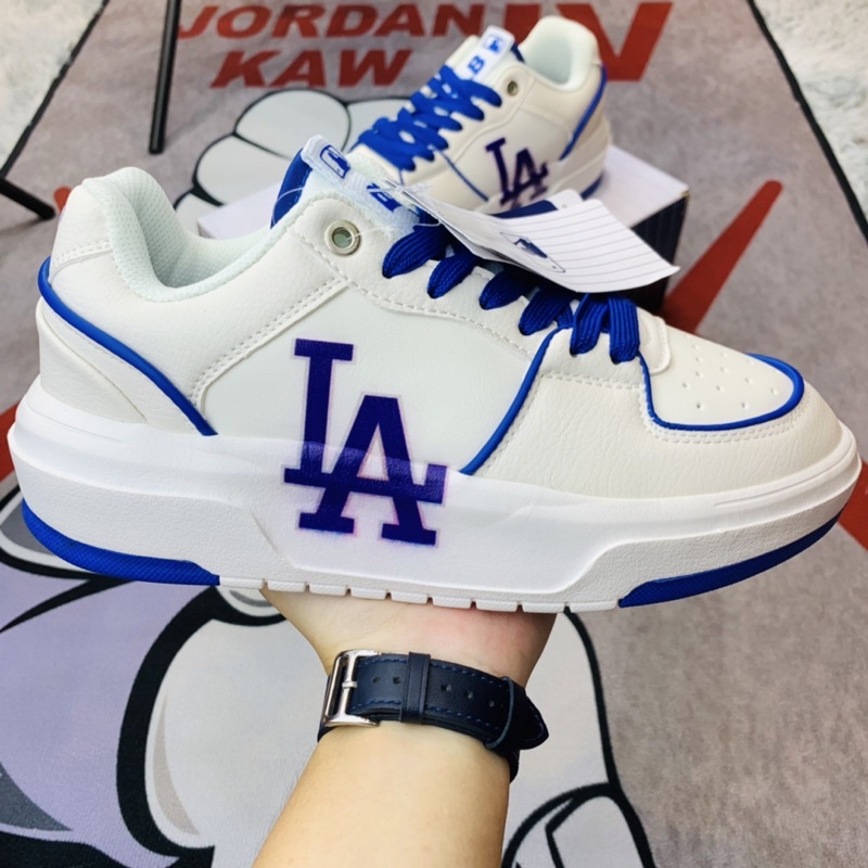 Giày thể thao MLB chunky liner LA xanh dương, giầy sneaker mlb chữ LA độn đế hàn quốc tôn dáng chuẩn S.C