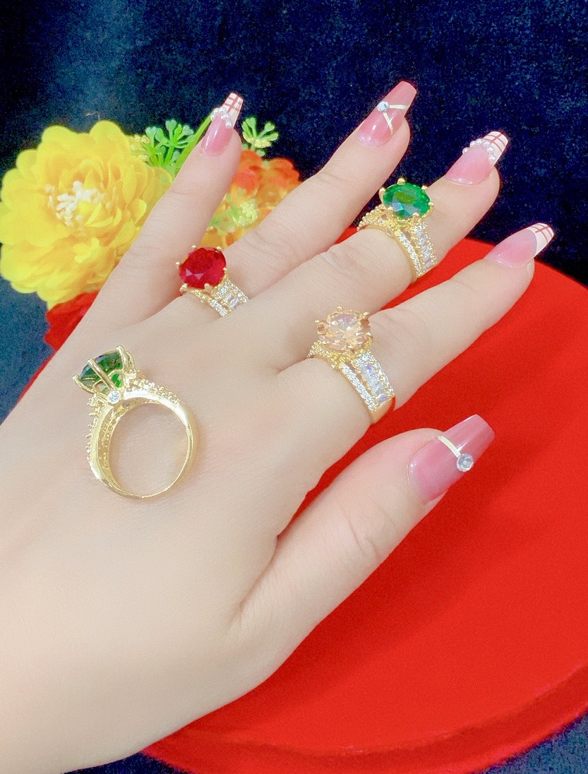 Nhẫn Nữ Mạ Vàng Cưới 18K Đính Đá gồm 3 màu RW06160223 | Nhẫn nữ xi vàng nhẫn ximen vàng nhẫn mạ 24k vàng trắng cao cấp đính đá pha lê lấp lánh xinh đẹp thời trang nhẫn sự kiện đẹp và sang
