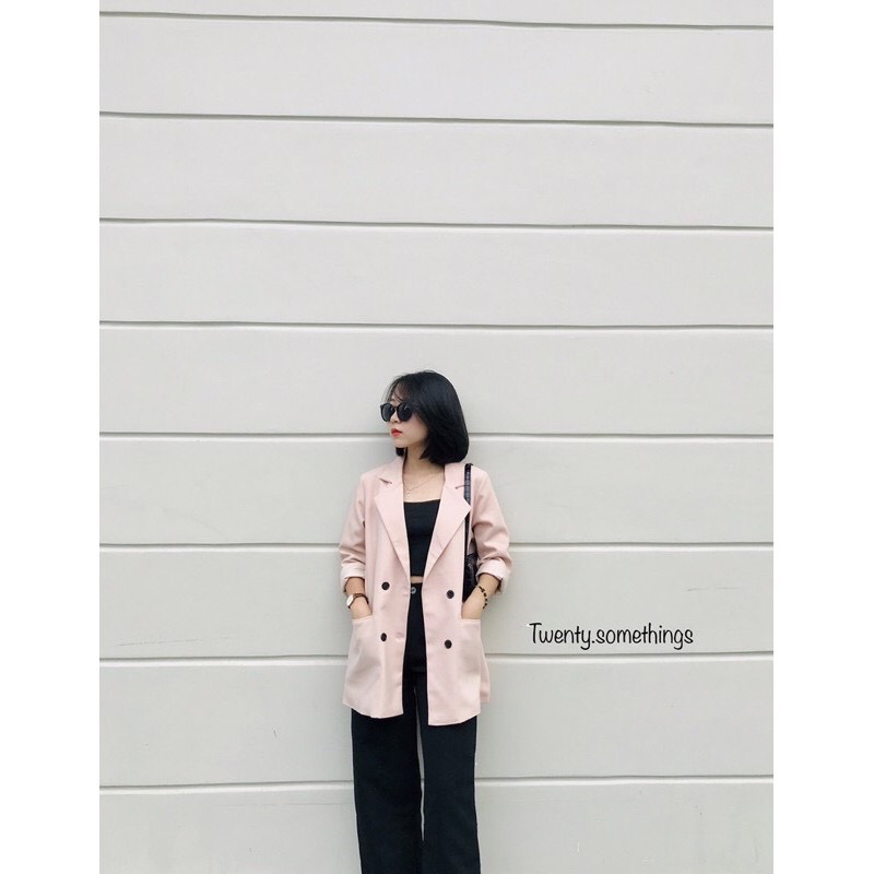 ÁO BLAZER BEIGE 2 LỚP STYLE ULZZANG HÀN QUỐC (ảnh thật/sẵn/có video)