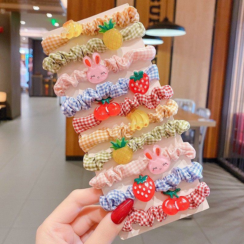 Set 10 dây chun cột tóc vải scrunchies dễ thương cho bé