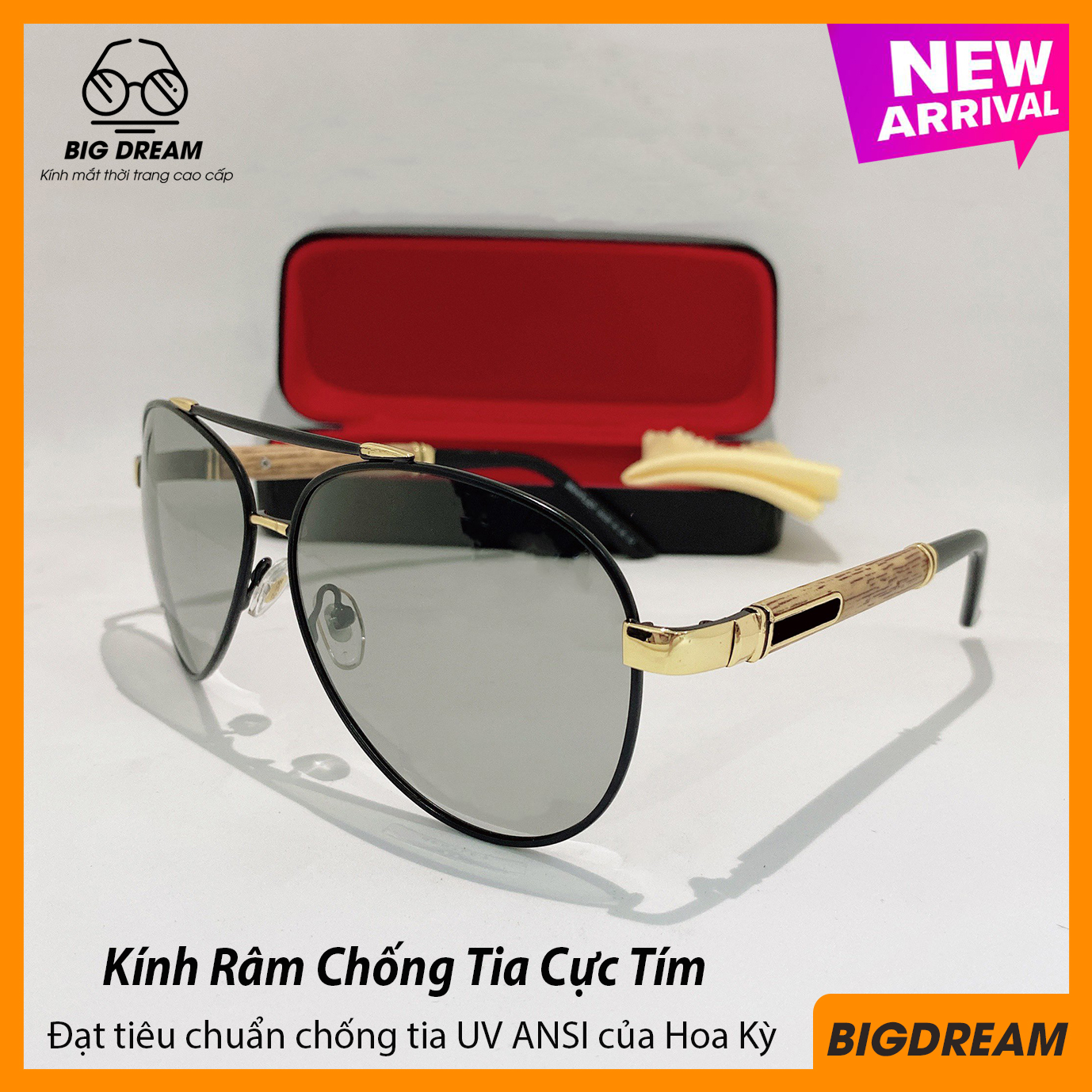 Sunglasses men's high-grade lenses Đổi color when go out sun-modified color according to the temperature super hot BD5806-eye glasses anti UV rays in-warranty 12 month 1 Đổi 1