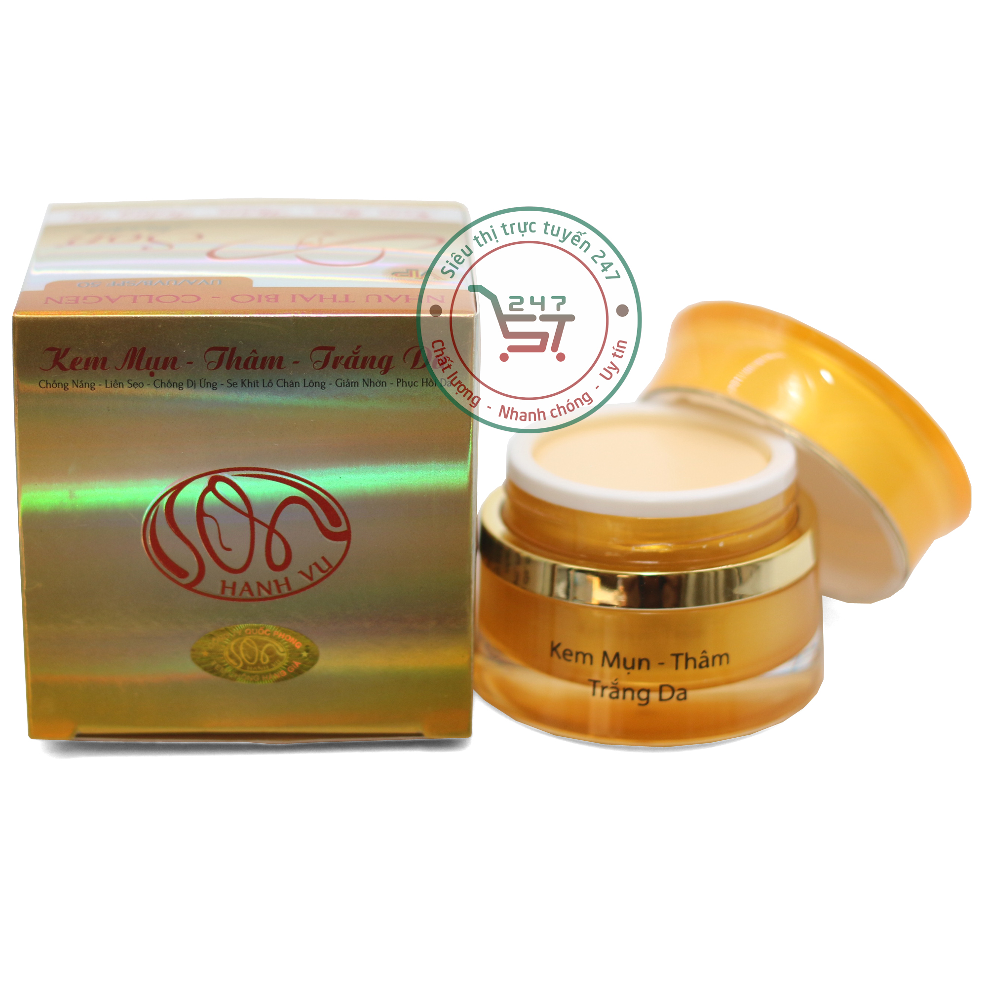 Kem Mụn dưỡng Trắng da mặt mờ Sẹo Thâm Chống nắng Se khít lỗ chân lông nhau thai cừu Collagen SON 10g 20g (Cam)