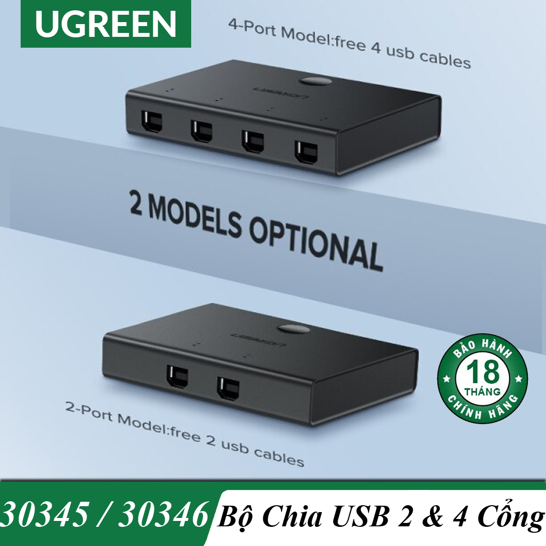 Bộ Chia Tín Hiệu USB 2.0 Cho 4 Máy Tính Cao Cấp Ugreen 30346