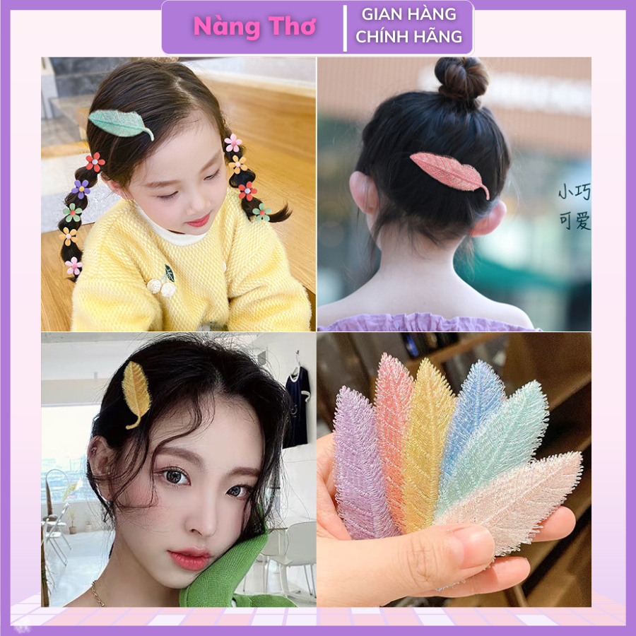 Kẹp tóc hình lá ánh kim xinh xắn thời trang Hàn Quốc cho bạn nữ