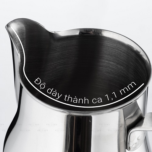 [HCM]Ca đánh sữa Motta màu bạc Inox 304 mũi tròn