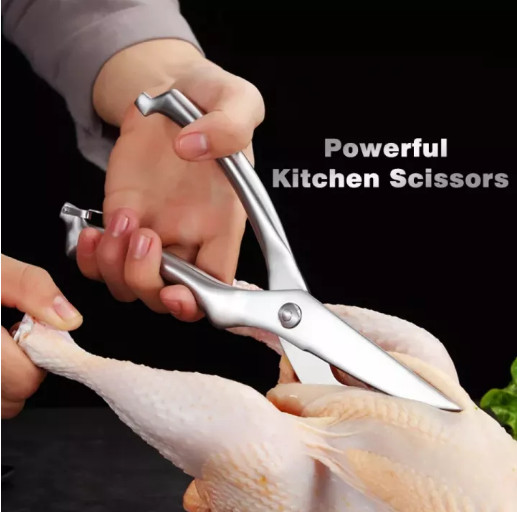 Kéo nhật cắt gà inox nguyên khối 25cm sang trọng - kéo cắt gà cán gỗ - kéo nhật cắt gà - kéo cán gỗ cắt gà, xương