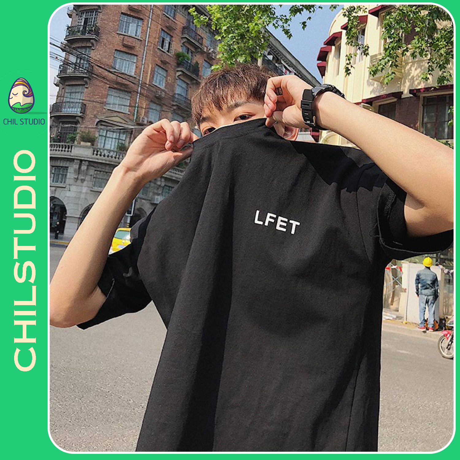 Áo Thun unisex nam nữ tay lỡ form rộng in chữ LF basic màu trắng đen xanh rêu xám đậm áo phông nam nữ xám chì cao cấp form rộng oversize streetwear