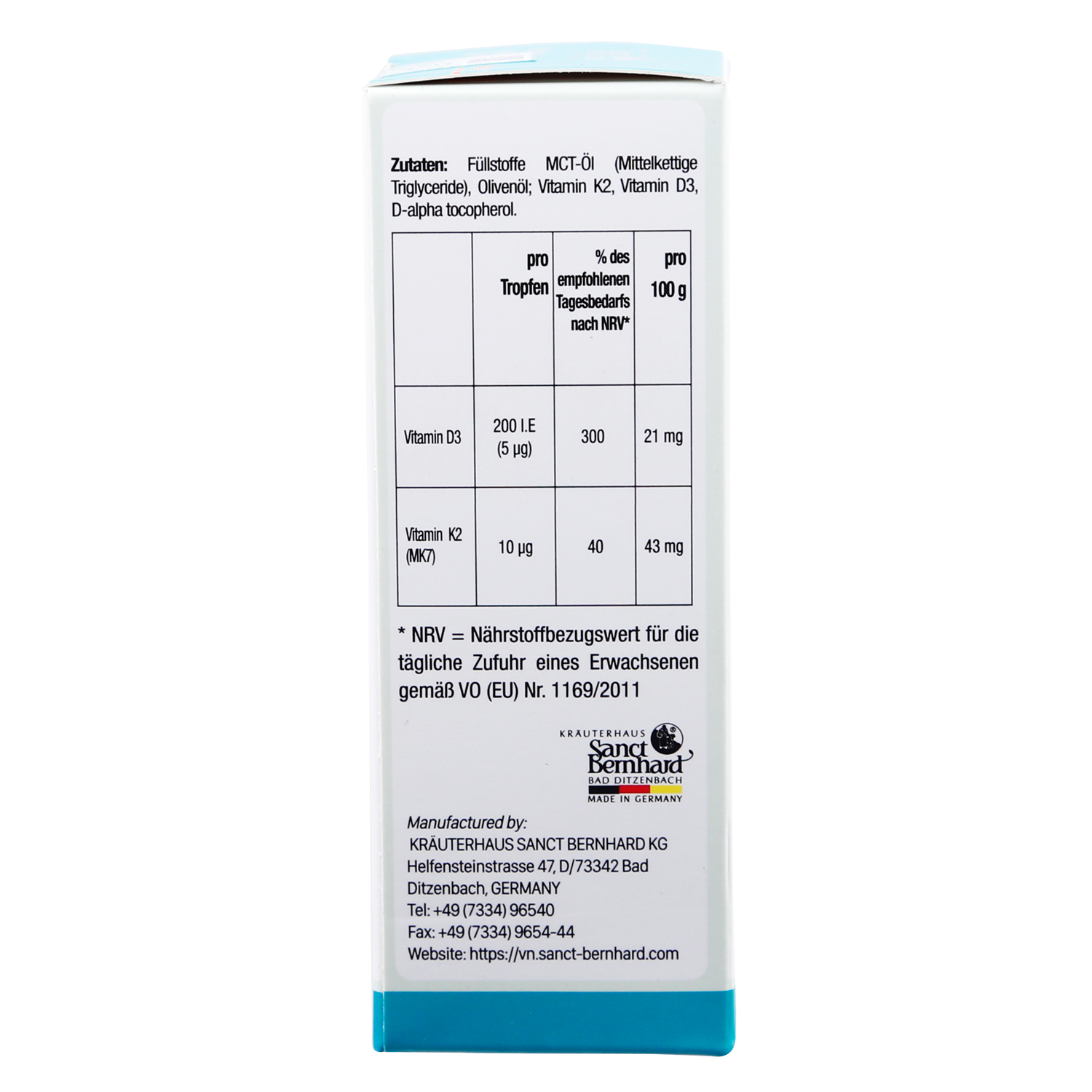 Vitamin D3 K2 MK7 Sanct Bernhard Drops 10ml