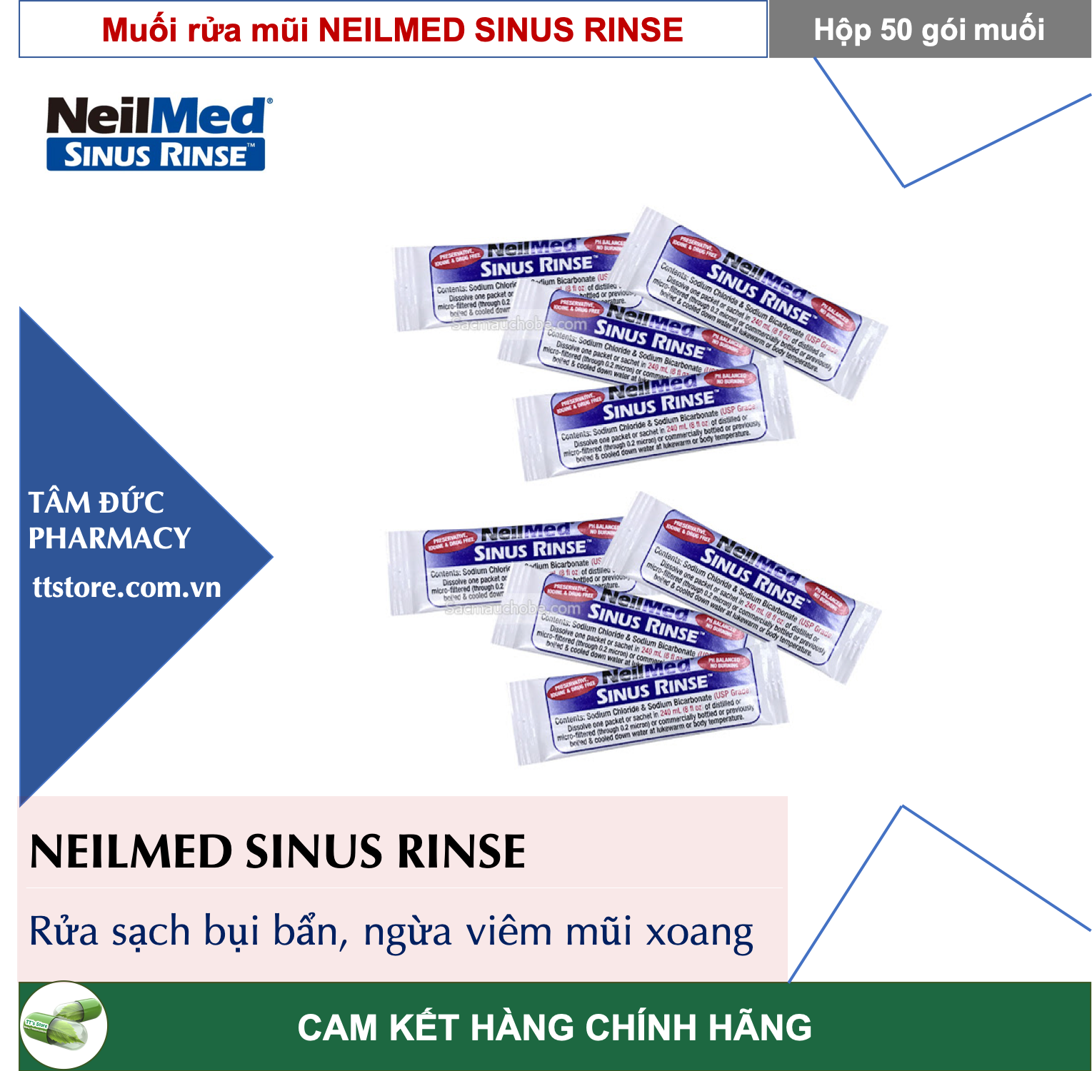 [HCM][CHÍNH HÃNG] Muối Rửa Mũi NEILMED Sinus Rinse [Hộp 50 gói] [Nelmed neomed nelmet]