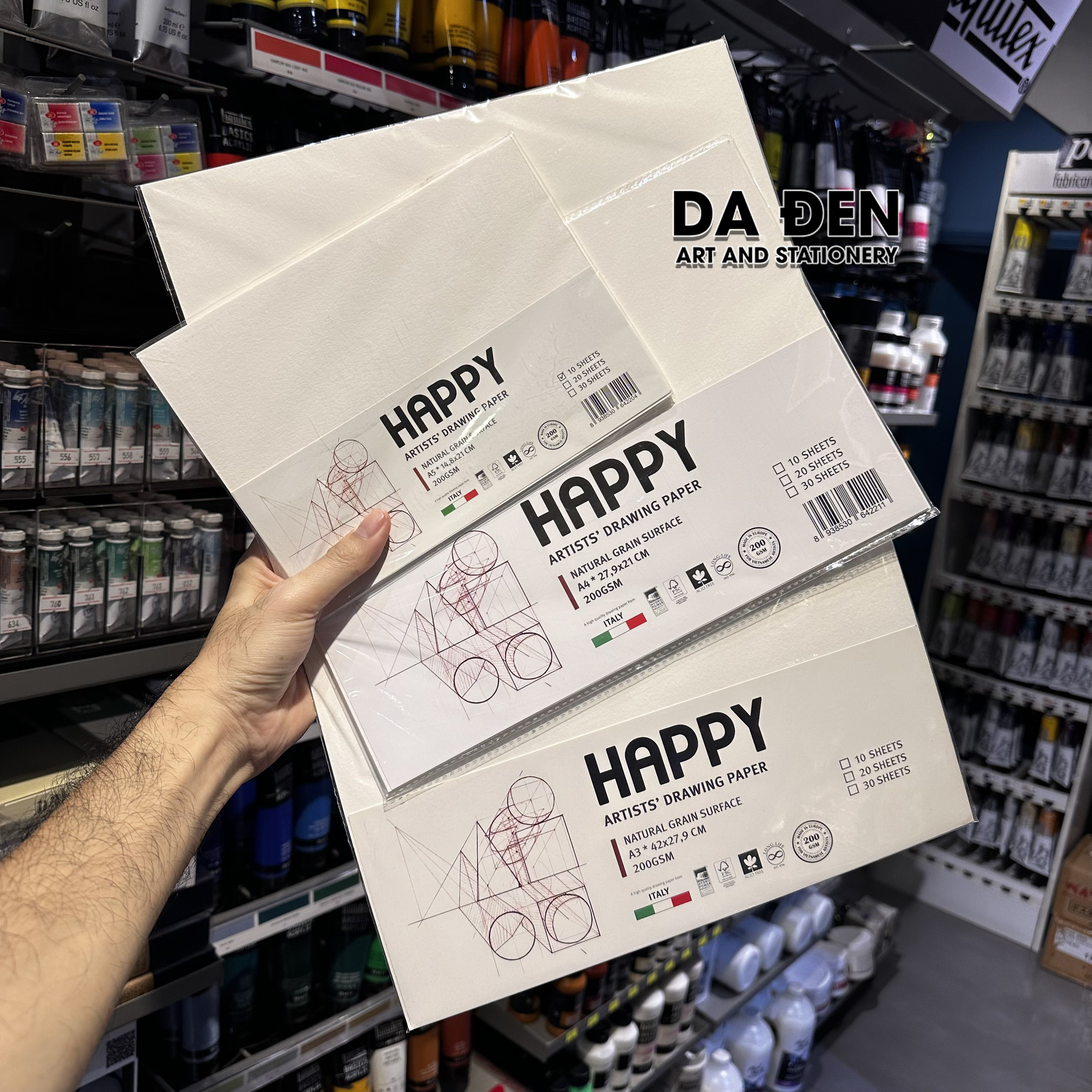 [DA DEN] Giấy Vẽ Happy Artist Drawing Paper 200gsm