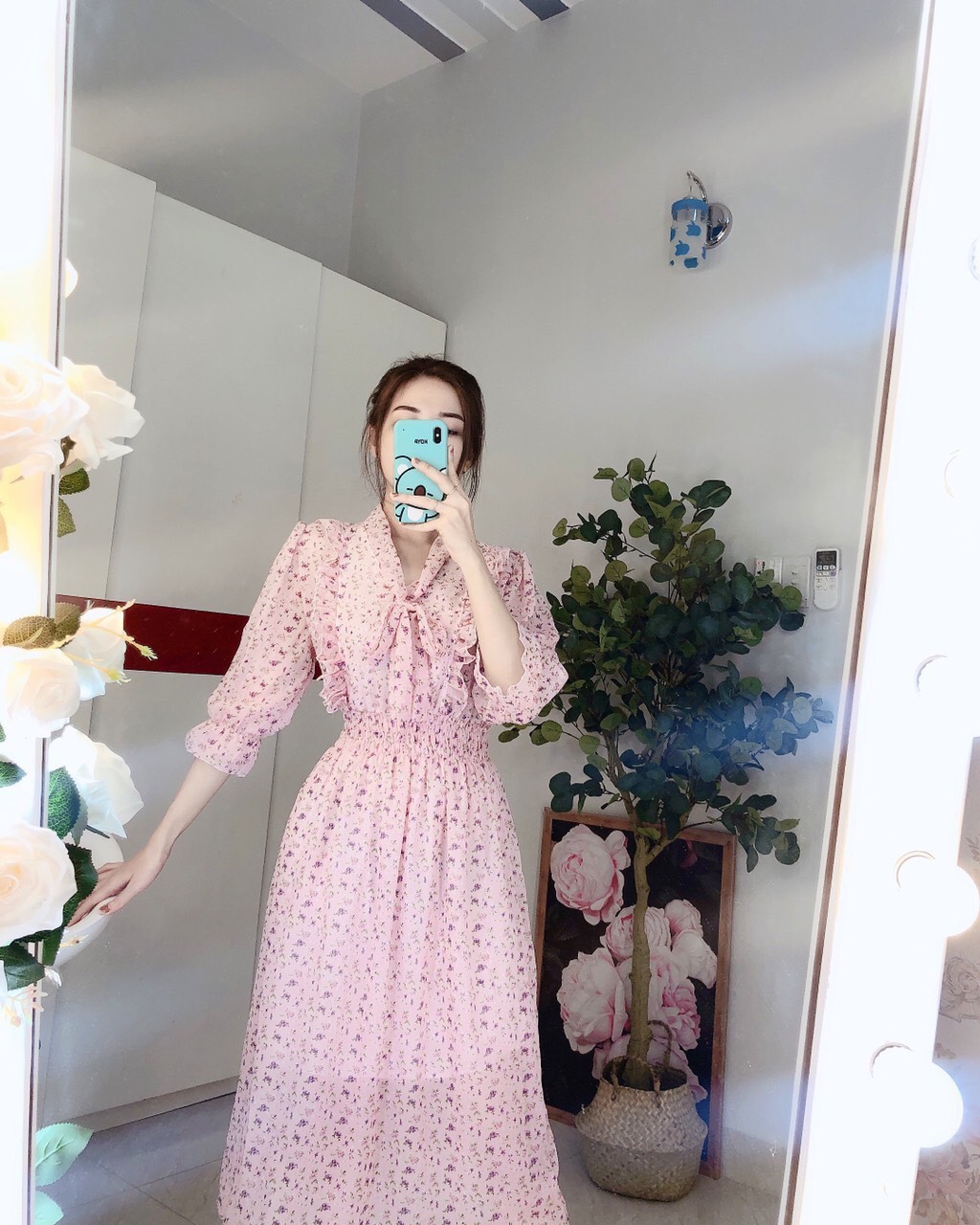 Đầm voan hoa 2 lớp bánh bèo dễ thương TTSLA0180