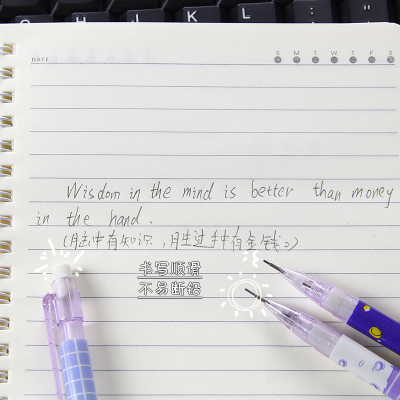 Bút chì bấm cô bé phi hành gia tím kèm tẩy