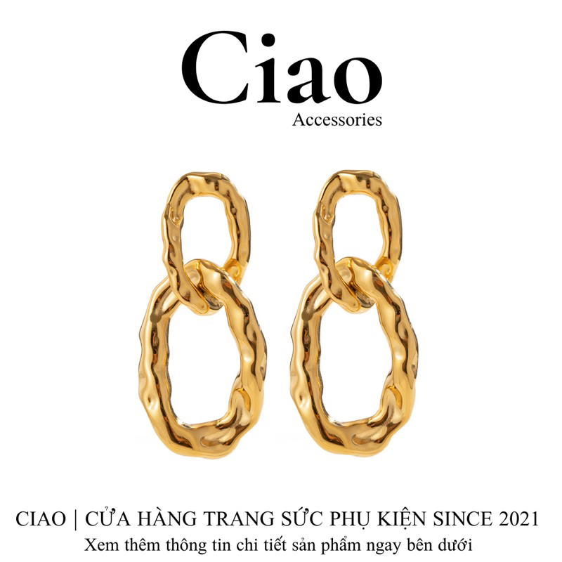 Khuyên tai, bông tai mạ bạc S925 thiết kế bản xích trendy cá tính Patrick Ciao