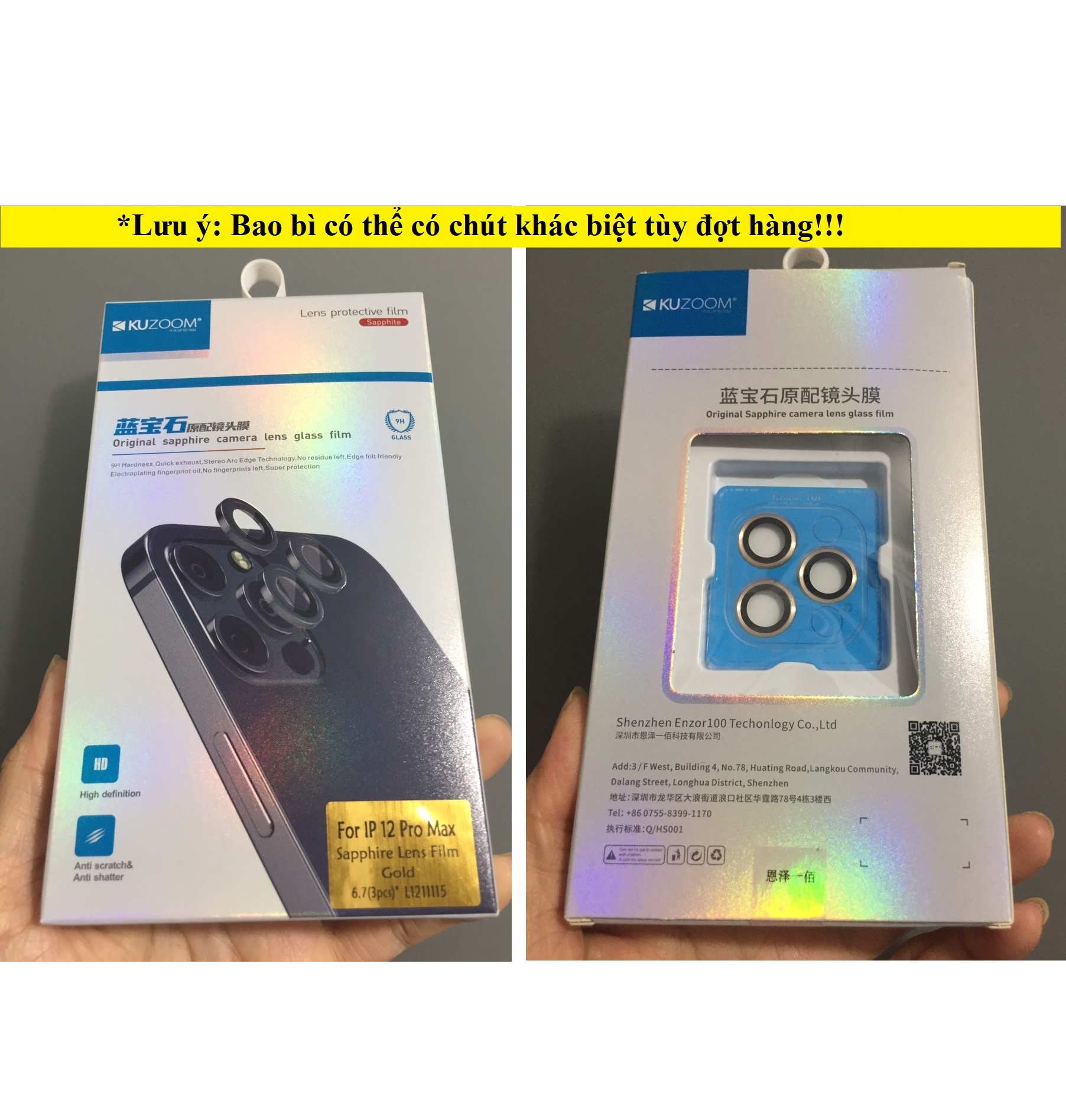 [HCM][iP 12 Pro Max] Film kính Sapphire KUZOOM cho Camera iPhone 12 Pro Max
