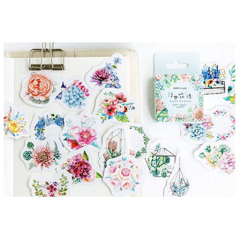 Bộ 45 Sticker Hàn Quốc hình hoa đẹp dán trang trí E02