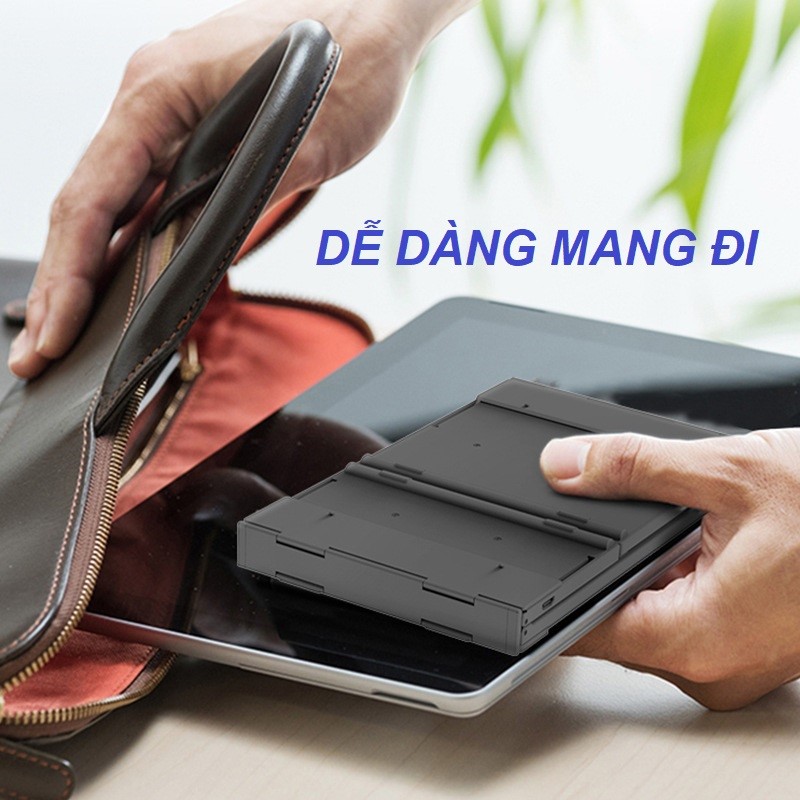 Bàn phím Gấp gọn không dây Bluetooth B66T - Tích hợp Chuột Touchpad - pin sạc - có hàng phím F1-F12 - Siêu nhẹ
