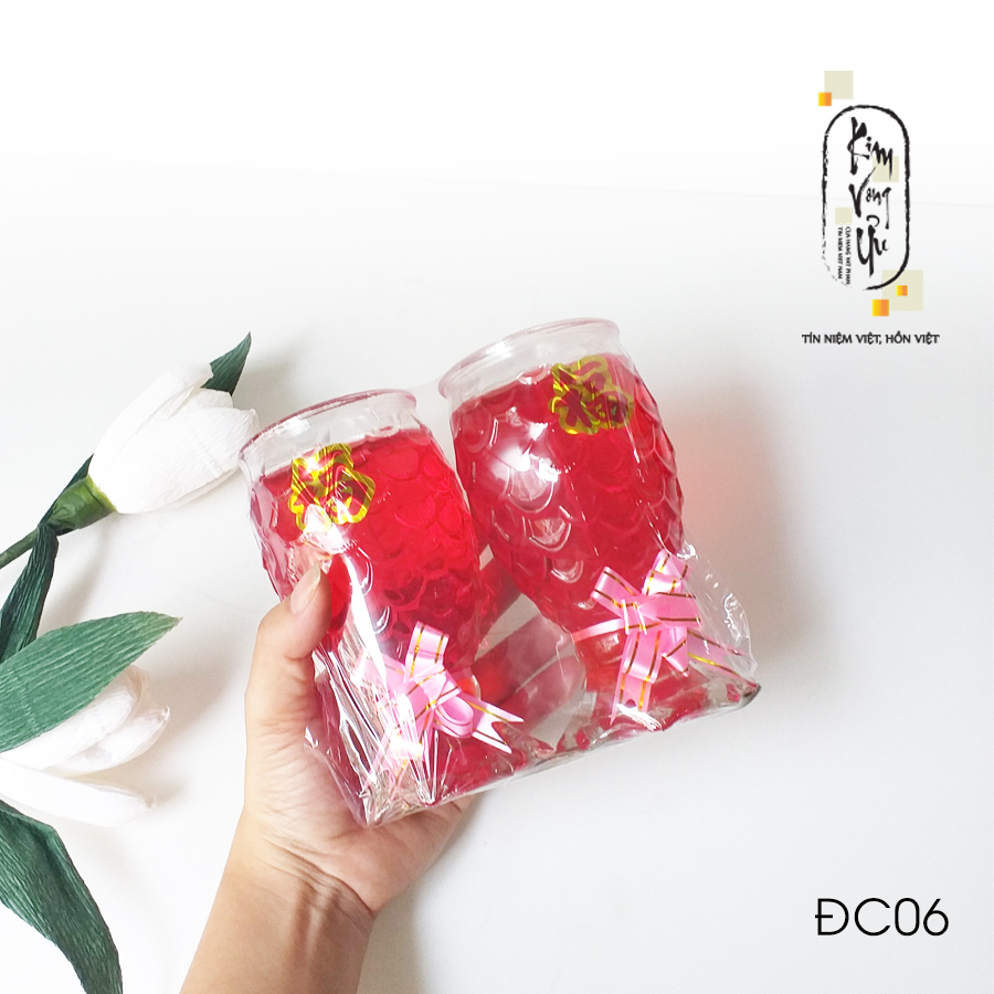 Đèn cầy ly cúng Cá Lớn Đuôi Đỏ ĐC06 cao 13.5 cm (Giá một cặp)