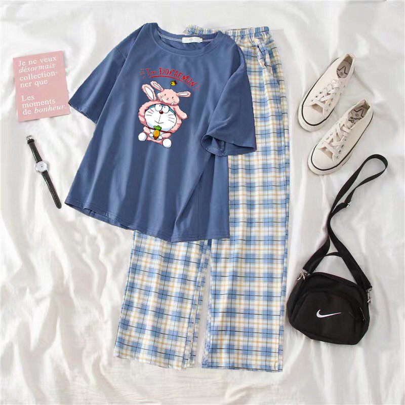 SÉT DORA ÁO ÁO THỎ LÈM QUẦN KẺ SIÊU CUTE
