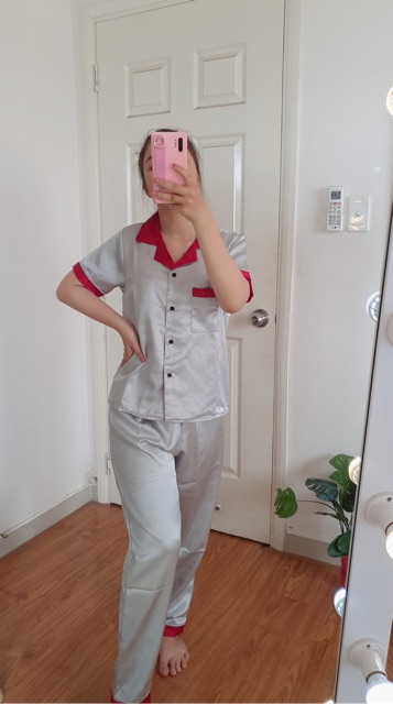 Set Pijama Phi Lụa Cao Cấp Tay Ngắn Quần Dài - 90111