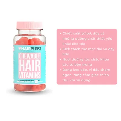 Kẹo Dẻo Vitamin Chăm Sóc, Kich Thich Mọc Tóc Hairburst 60 Viên Chewable Hair Vitamins