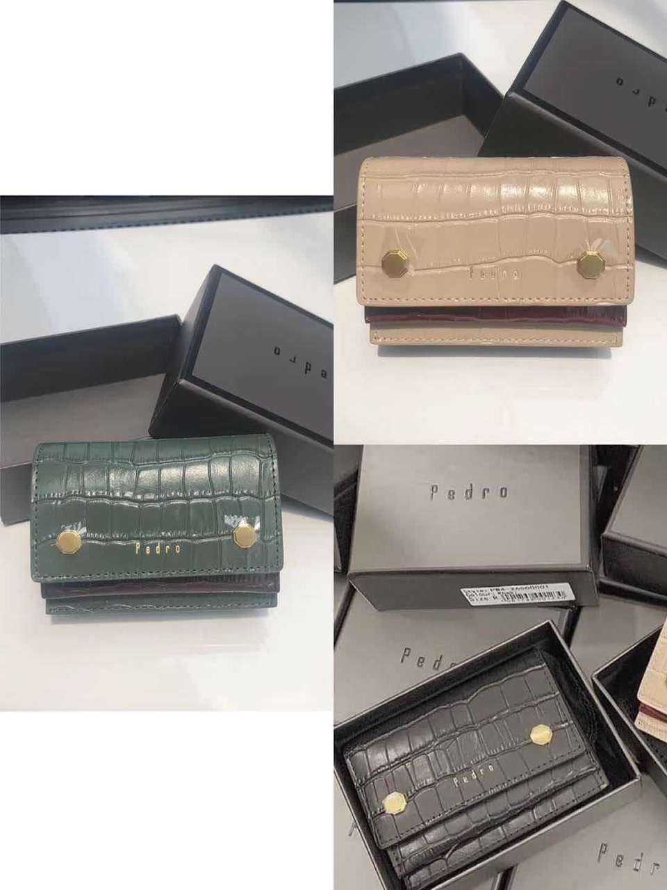 Ví #PEDRO like auth 1:1 full box, tag mac, mã vạch check code 2 màu: Be- Xanh