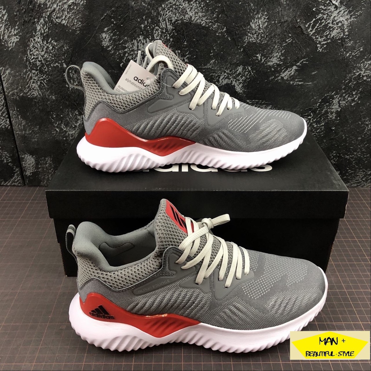 HÀNG MỚI VỀ + QUÀ TẶNG Sneaker Alphabounce Beyond 2018 xám má đỏ thời