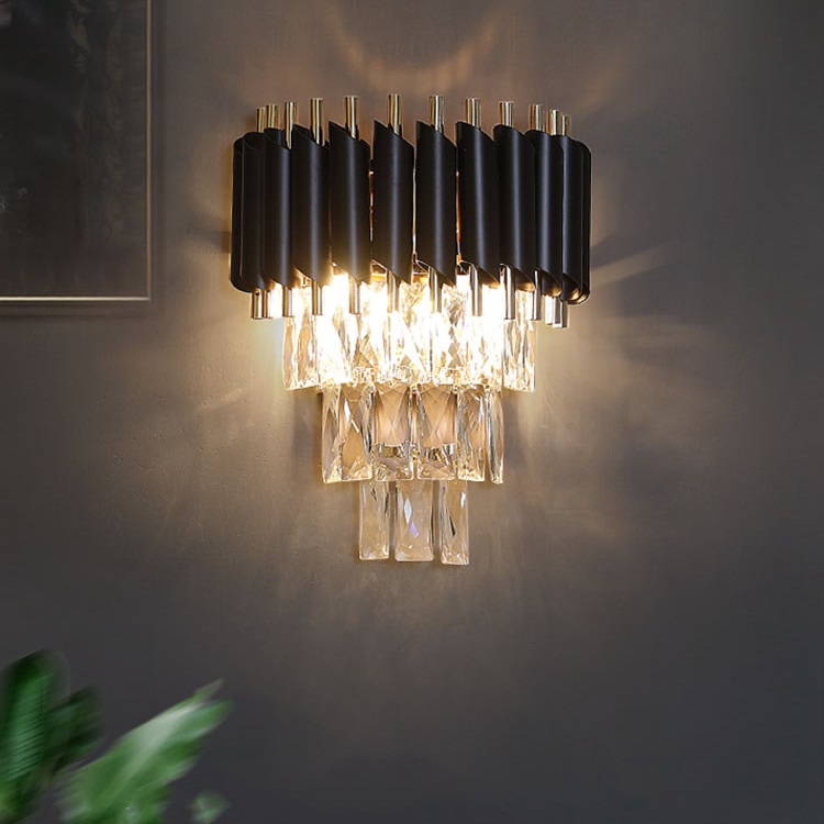 Đèn gắn tường ANGAR pha lê 3 tầng sang trọng trang trí nội thất hiện đại - .