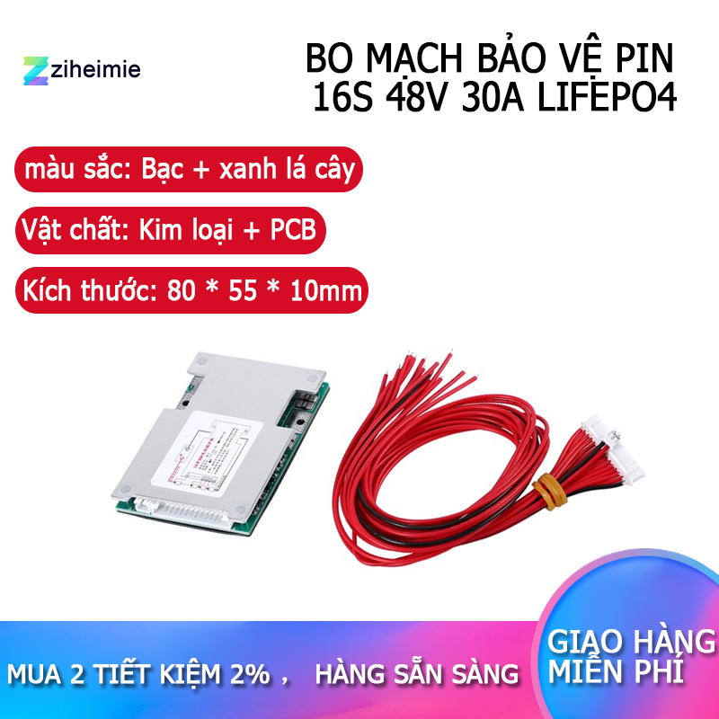 16s 48v 30a lifepo4 battery protection board bms pcb with balance for e-bike escooter