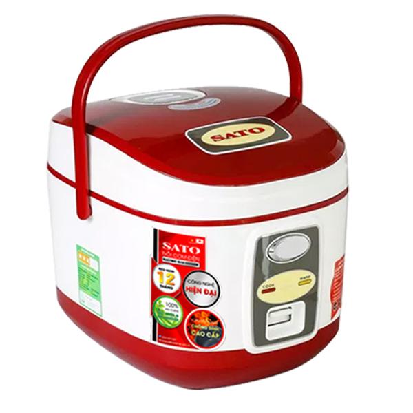 Nồi cơm điện Cao cấp SATO S18-87C 1.8L Trắng đỏ (700W)