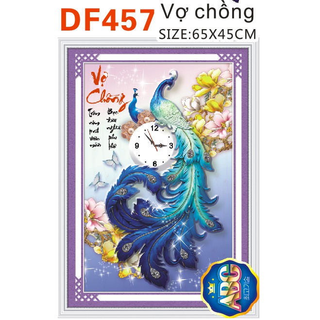 Tranh Đính Đá VỢ CHỒNG (ĐÁ ABC CAO CẤP). Kích Thước: 65cm x 45cm