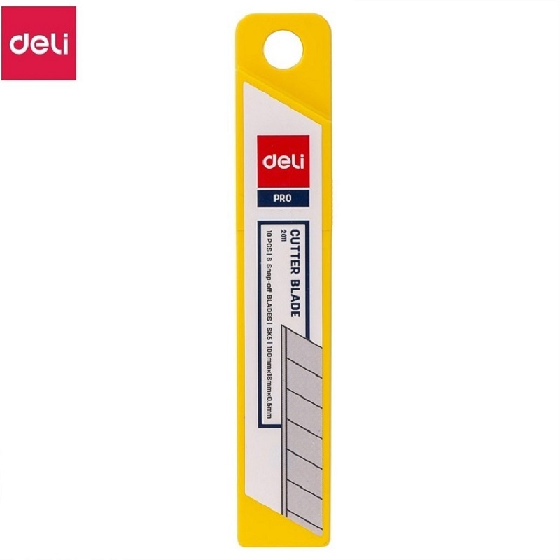 Dao rọc giấy Deli thép cao cấp, loại 8 lưỡi tách rời màu bạc Deli 2045 - Lưỡi dao 2011