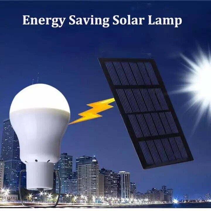 Vimite Led Solar Panel Light Bulb Outdoor Waterproof Garden Light Portable USB Rechargeable Hanging Bulb Lamp Indoor House for Camping Yard Emergency Lighting