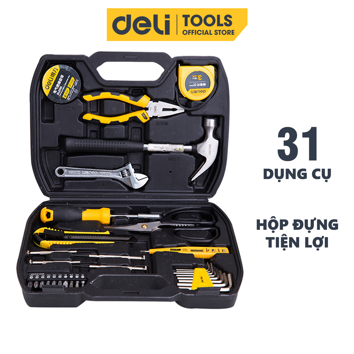 Bộ dụng cụ sửa chữa đa năng 31 chi tiết deli cao cấp - sử dụng nhiều mục đích, tiện dụng cho mọi gia đình - dl5972