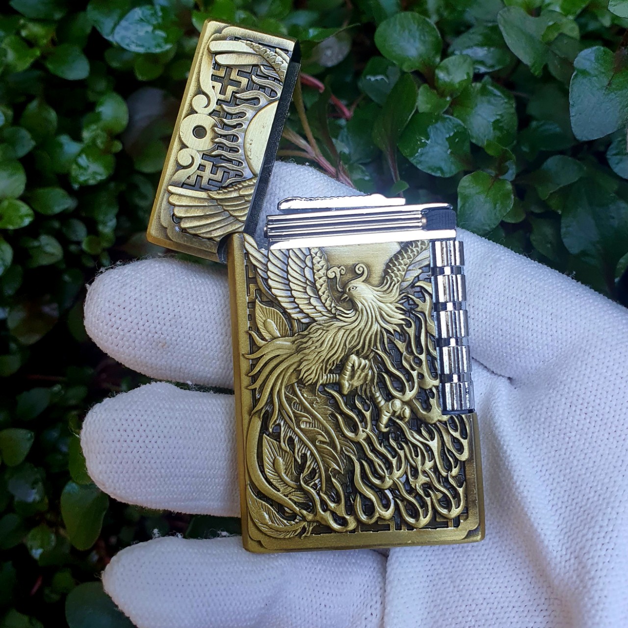 Gas torch DuPont Phoenix flame lighter (gold-silver) gas torch box casual flame lighter