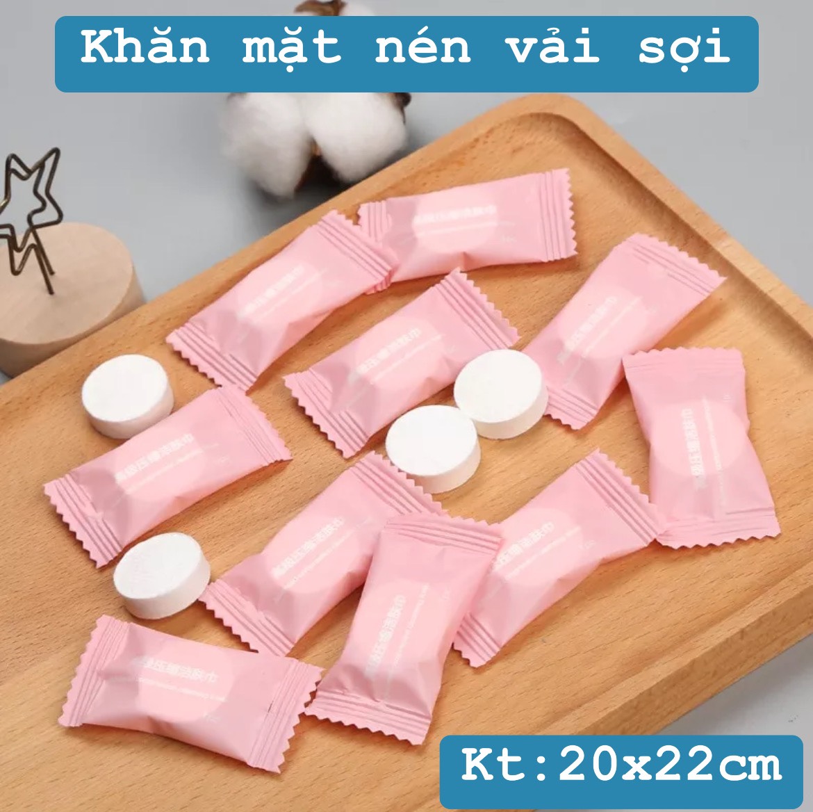 [Túi 50 Viên] Khăn Lau Mặt Dạng Viên Nén, Khăn Lau Mặt Khô (Trắng)