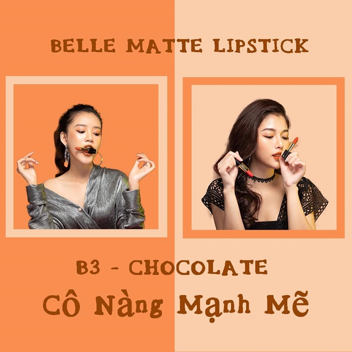 Set 3 Món Son Belle Siêu Lì, Mềm, Mịn, Bám Môi – HV777