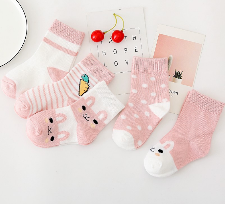 Set 5 đôi tất hình thỏ cho bé 0 - 4 tuổi