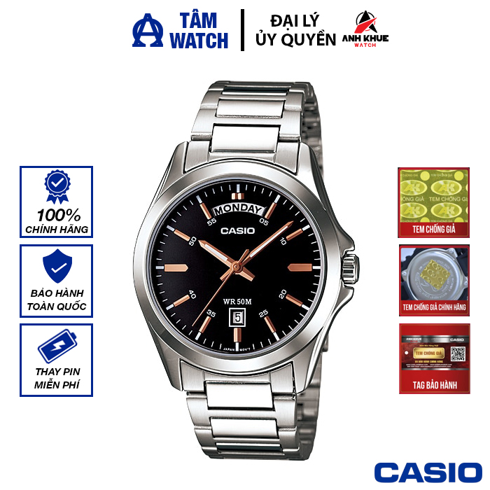 Đồng hồ nam dây kim loại casio standard chính hãng anh khuê mtp-1370d-1a2vdf