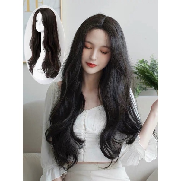 Tóc giả nữ nguyên đầu❤️FREESHIP❤️Tóc giả nữ cả đầu mái dài xoăn đuôi , mã 2201