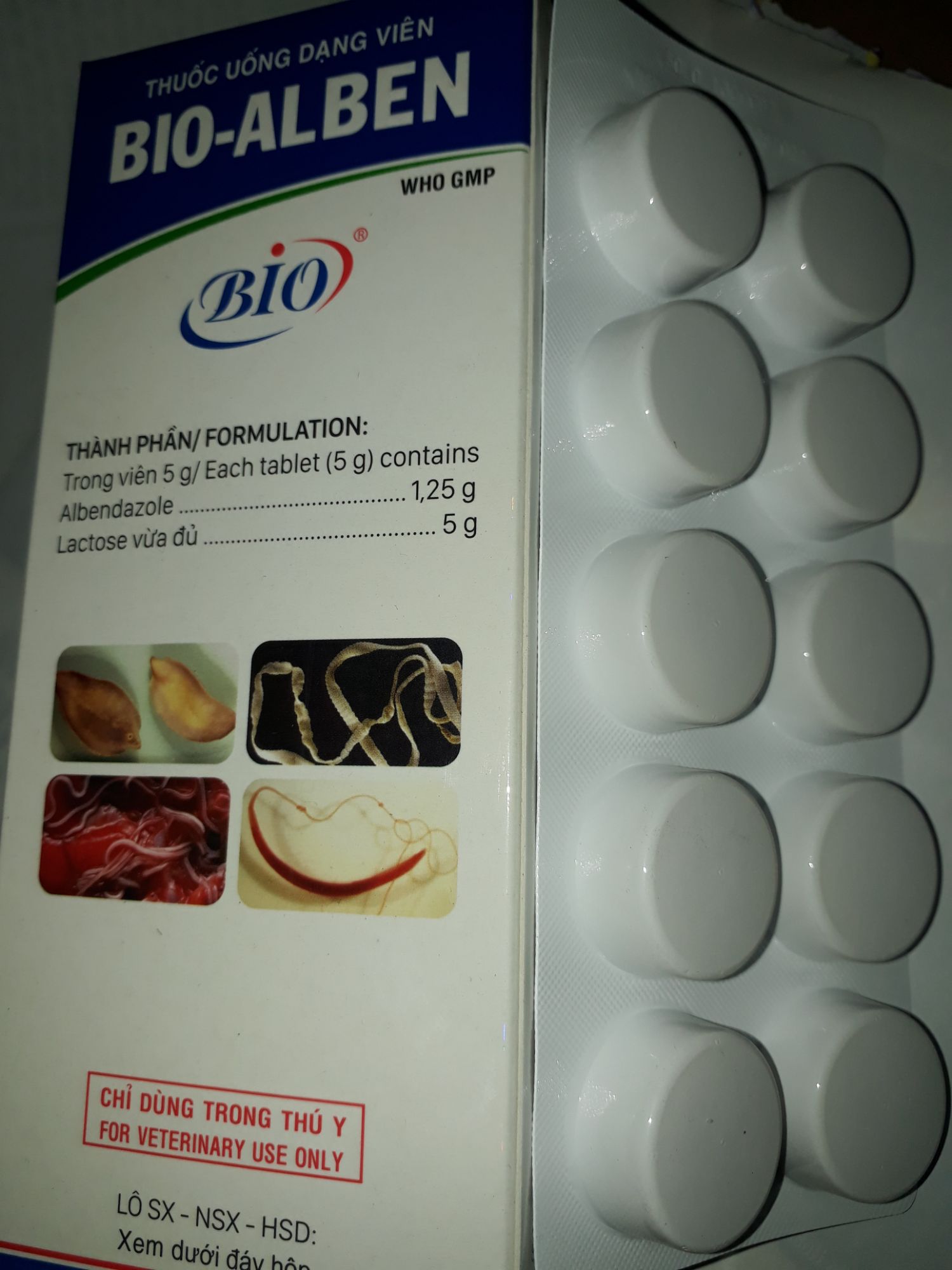 50 viên xổ sán lá gan,lãi, giun tròn, giun đũa trâu bò,dê ngựa nai..bioalben