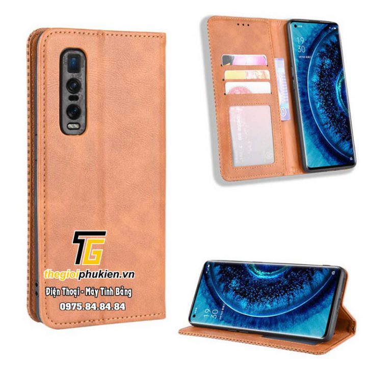 Bao da dạng ví oppo find x2 pro luxury leather