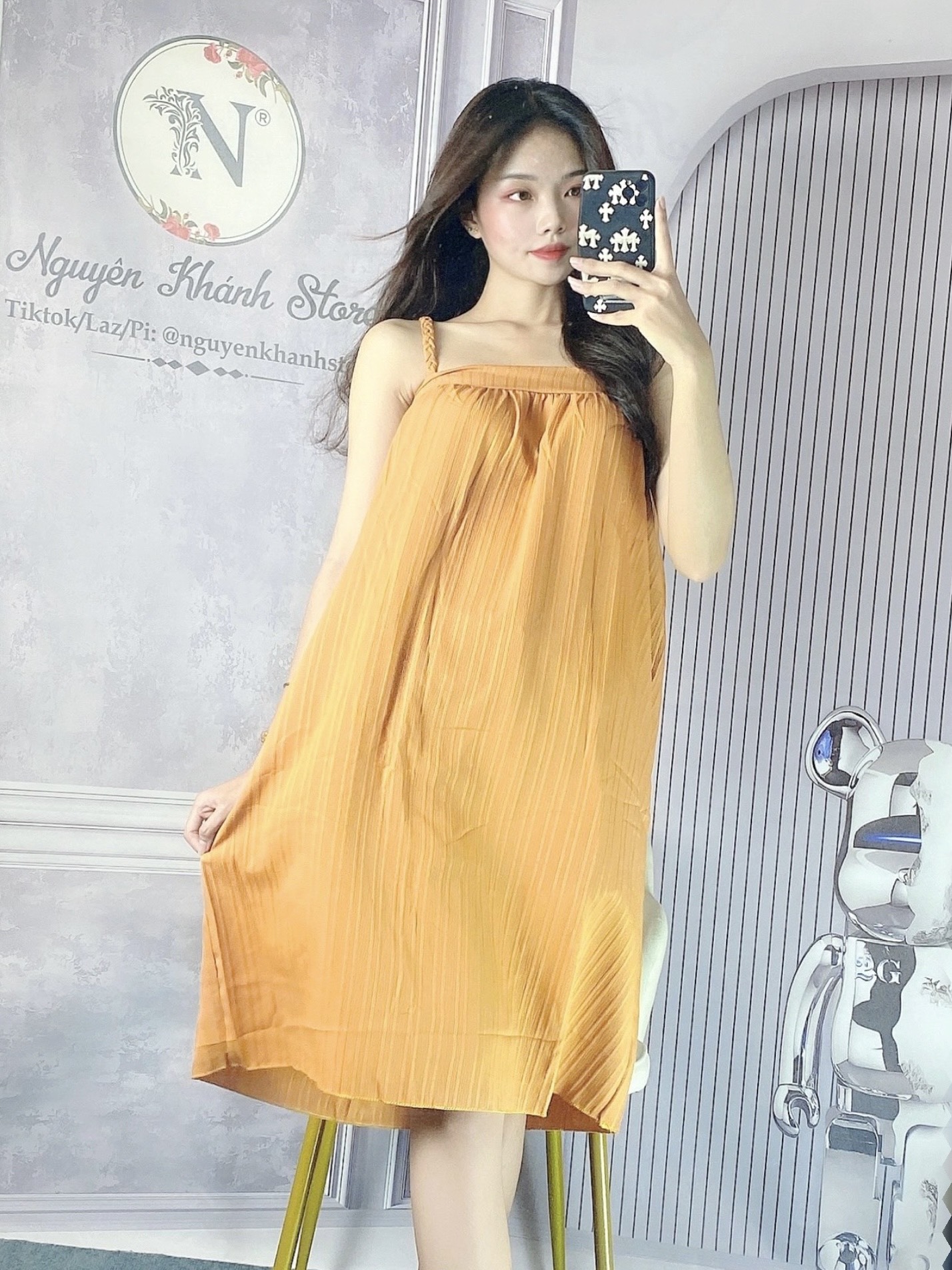Đầm Nữ 2 Dây Thắt Bím Vải Xốp Gân Mềm Mại Thấm Hút Mồ Hôi Freesize Dưới 60kg, Váy Đi Biển Mùa Hè Siêu Xinh