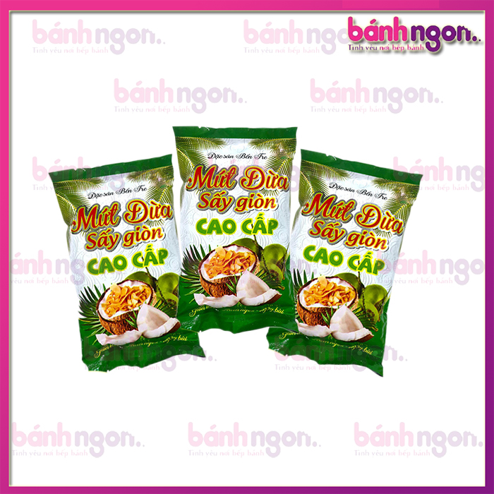 Bộ 3 gói mứt dừa sấy giòn đặc sản bến tre gói 200