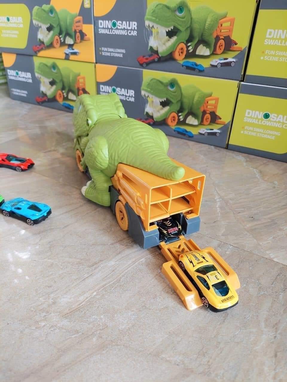 Đồ chơi mô hình khủng long nuốt oto (tặng kèm 6 oto)
