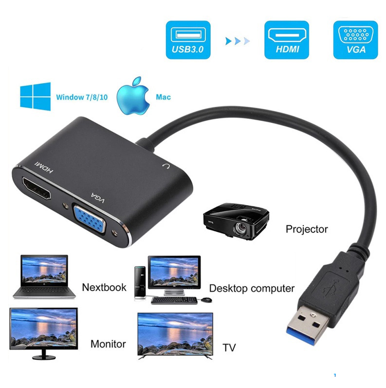 Cáp Chuyển Đổi USB 3.0 ra HDMI Và VGA-JL