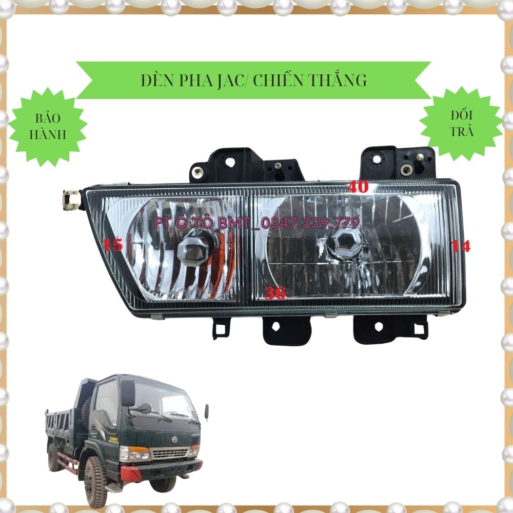 Đèn pha xe tải  lắp cho xe  thùng JAC, Chiến Thắng 2,5 tấn, xe ben 5 tấn , Loại đèn mặt thủy tinh, xi nhan rời