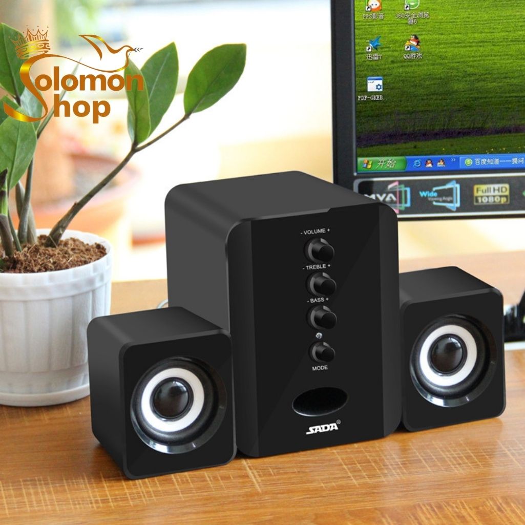 Dàn âm thanh nghe nhạc, Loa vi tính SADA D202 âm thanh siêu trầm, có núm chỉnh BASS Và TREBLE, thuộc Top sản phẩm loa vi tính hay hơn loa vi tính Microlab